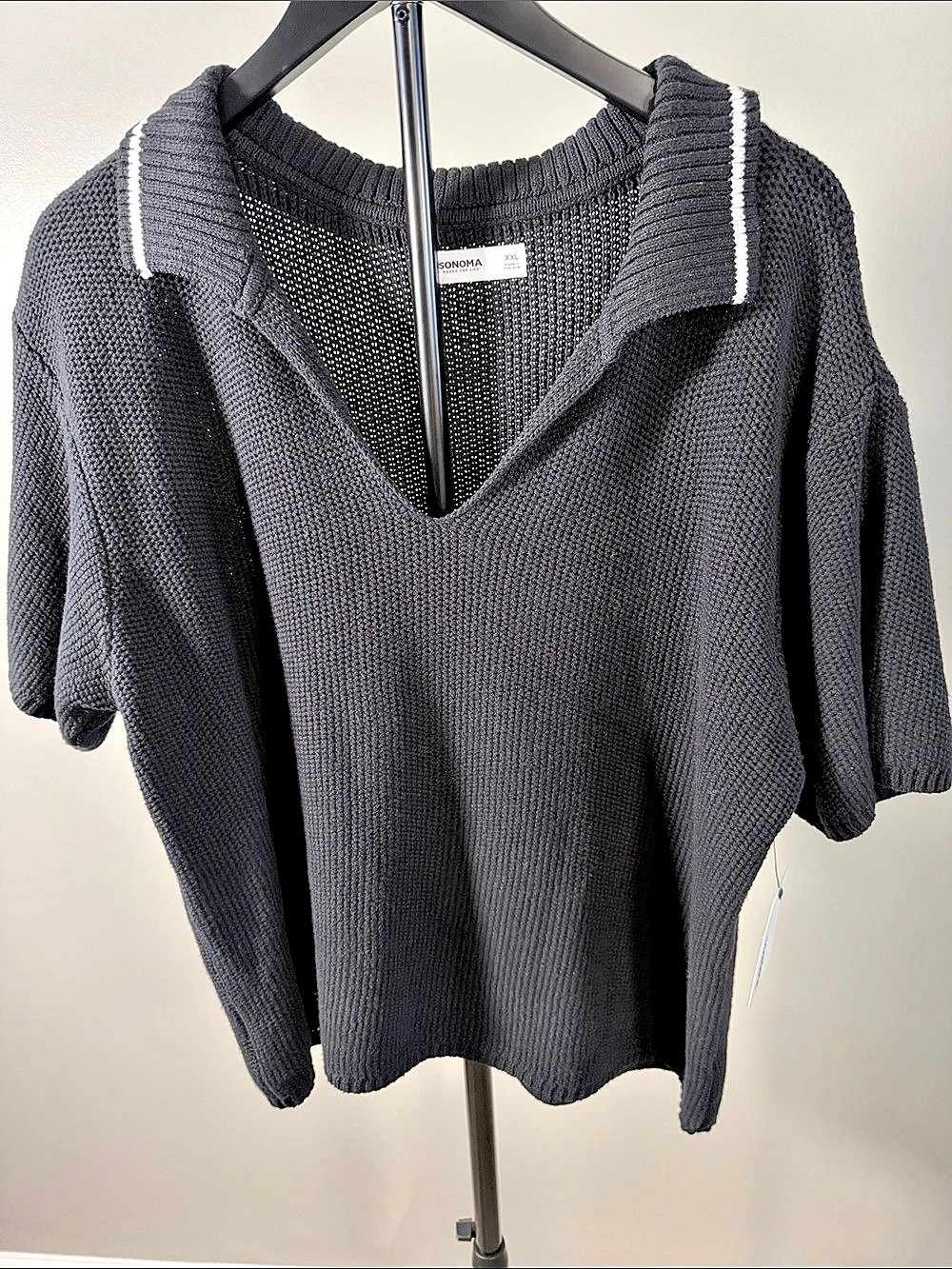 Sonoma Short Sleeve Knit Sweater in Black XXL NWT